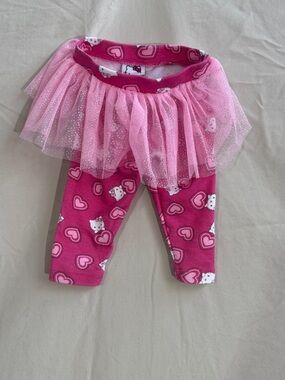 Hello Kitty Pink Heart Print Leggings with Glitter Tulle Skirt